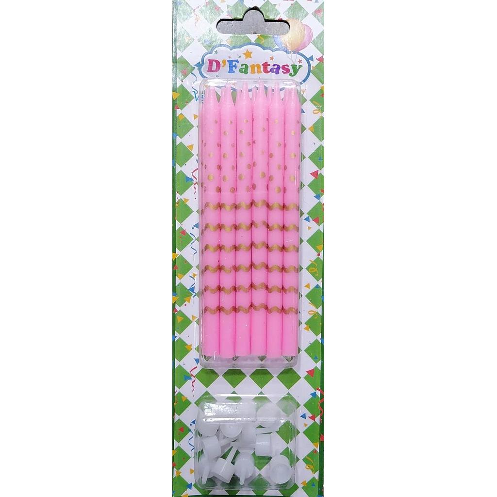 VELA FANTASY ROSADO X 12 CON PISO BLANCO