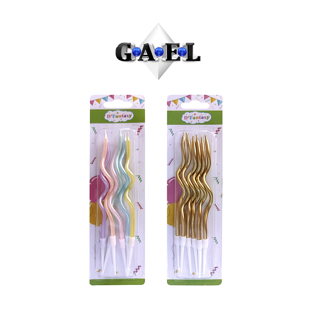 Vela Espiral Pastel Y Dorado X 1 Und