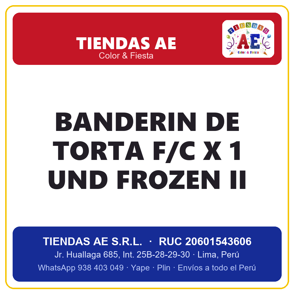 BANDERIN DE TORTA F/C X 1 UND FROZEN II