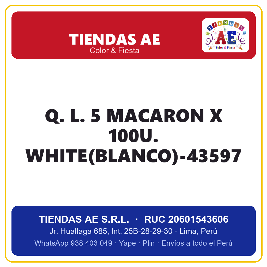 Q. L. 5  MACARON X 100U. WHITE(BLANCO)-43597