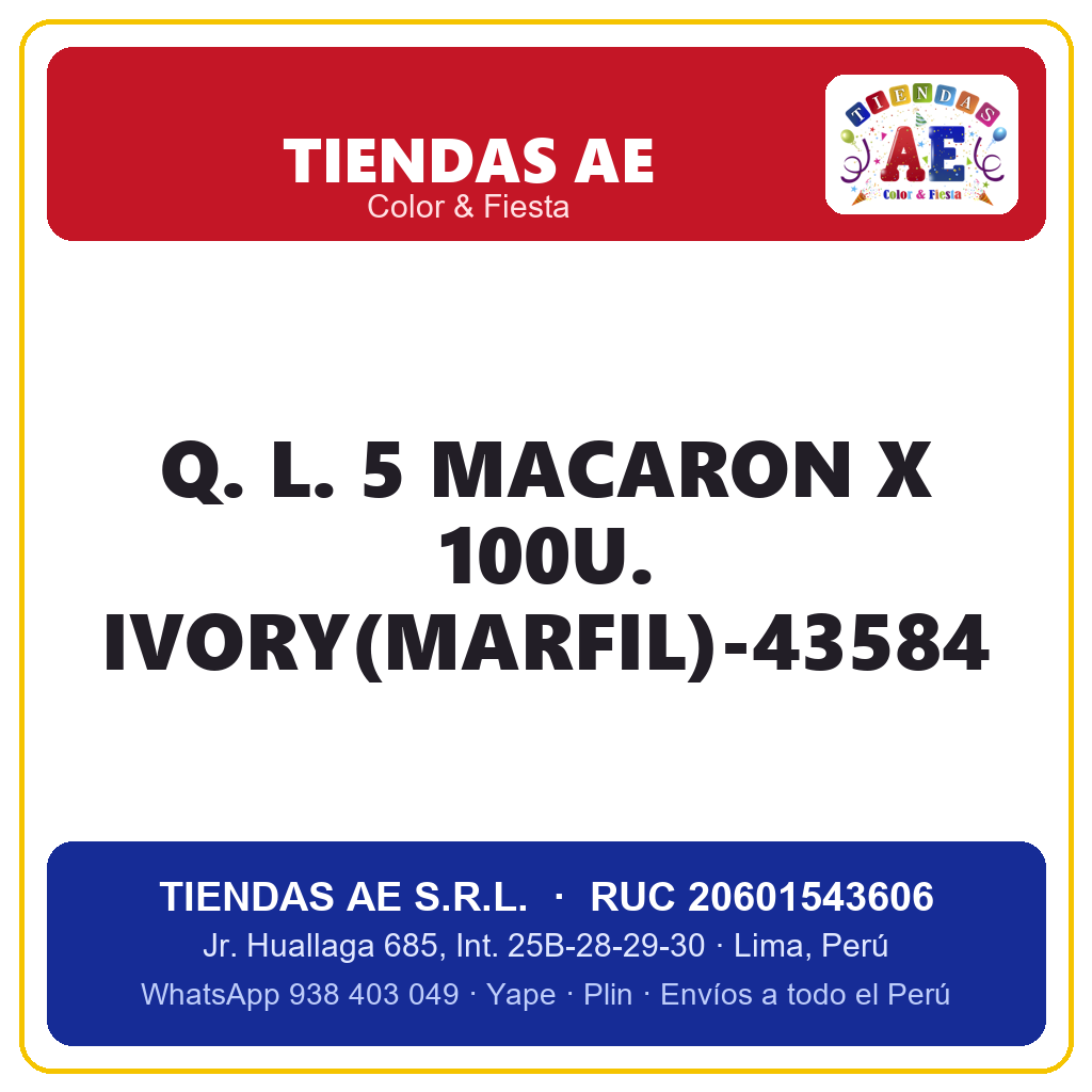 Q. L. 5  MACARON X 100U. IVORY(MARFIL)-43584