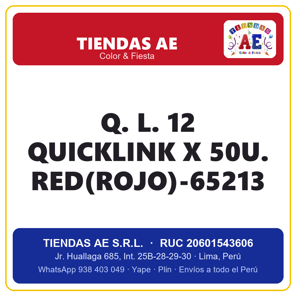 Q. L. 12  QUICKLINK X 50U. RED(ROJO)-65213