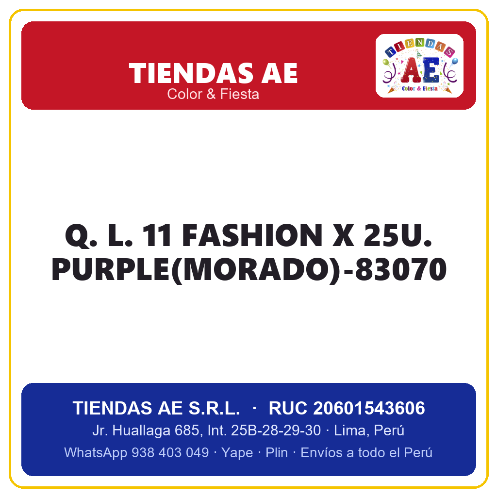 Q. L. 11  FASHION X 25U. PURPLE(MORADO)-83070