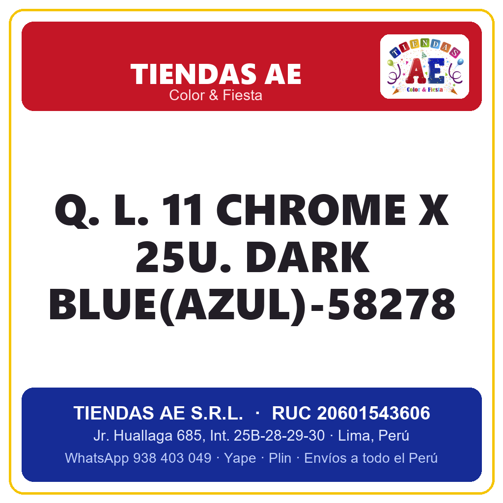 Q. L. 11  CHROME X 25U. DARK BLUE(AZUL)-58278