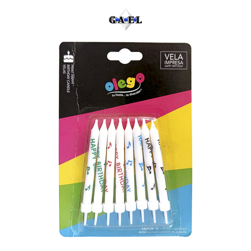 [VE-SI-002690] Velas Palitos Happy Birthday x 8 Und
