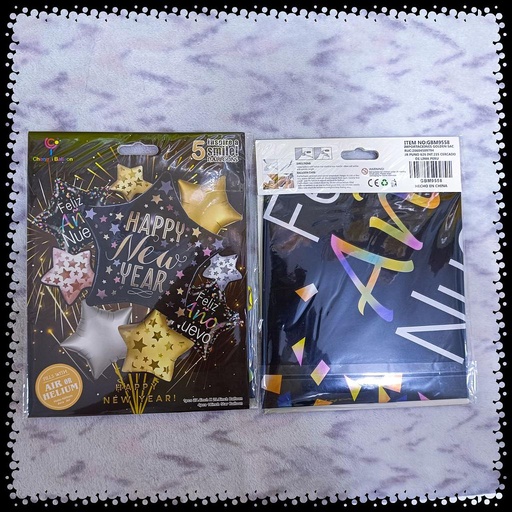 [BHNYCE01] Bouquet x5 pz Happy New Year Con Estrellas y Latex
