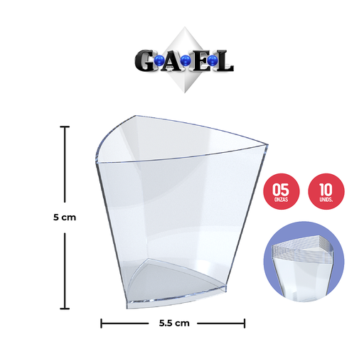 [VAT10U] Vaso Acrilico Triangular 1.5 Oz x10 Und