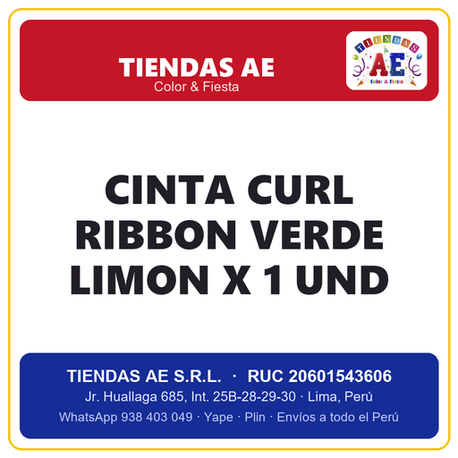 [p353] CINTA CURL RIBBON VERDE LIMON X 1 und (copia)