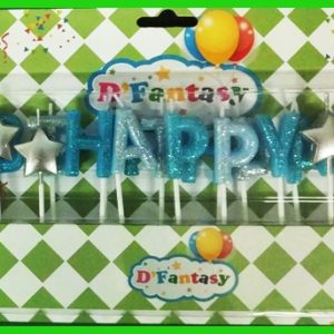 [p296] VELAS HAPPY BIRTHDAY CELESTES  ESCARCHADO X 1 und (copia)