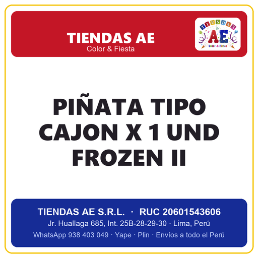 [F2-390] PIÑATA TIPO CAJON X 1 UND FROZEN II