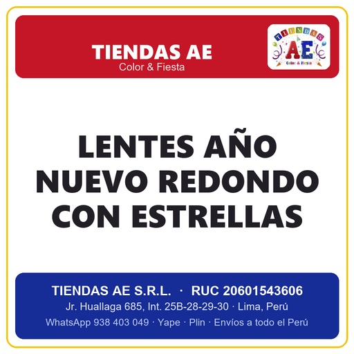 [LE-SA-001478] LENTES AÑO NUEVO REDONDO CON ESTRELLAS (copiar)