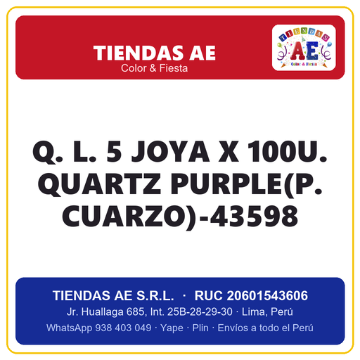[Q.-SI-002409] Q. L. 5  JOYA X 100U. QUARTZ PURPLE(P. CUARZO)-43598