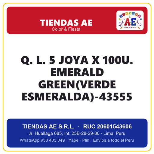 [Q.-SI-002413] Q. L. 5  JOYA X 100U. EMERALD GREEN(VERDE ESMERALDA)-43555