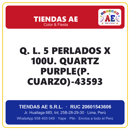 [Q.-SI-002416] Q. L. 5  PERLADOS X 100U. QUARTZ PURPLE(P. CUARZO)-43593