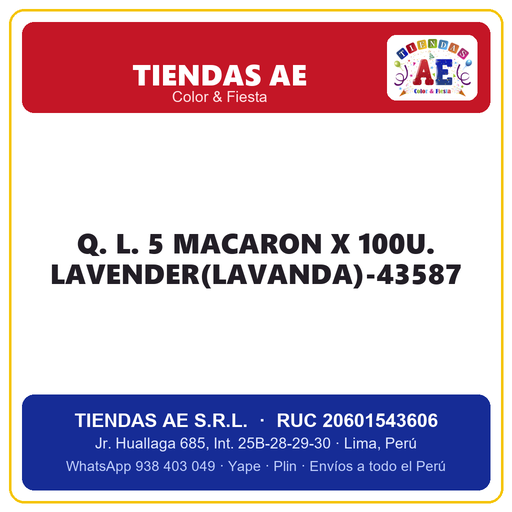 [Q.-SI-002426] Q. L. 5  MACARON X 100U. LAVENDER(LAVANDA)-43587