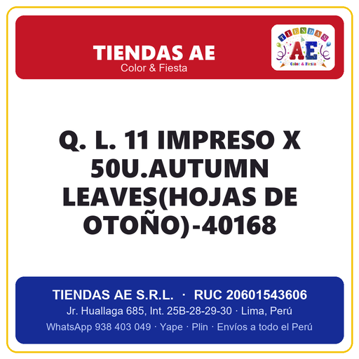 [Q.-SI-002445] Q. L. 11  IMPRESO X 50U.AUTUMN LEAVES(HOJAS DE OTOÑO)-40168