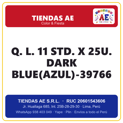 [Q.-SI-002464] Q. L. 11  STD. X 25U. DARK BLUE(AZUL)-39766