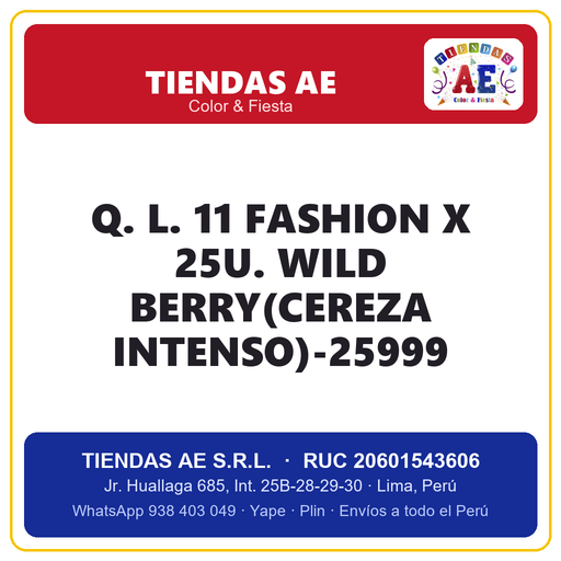 [Q.-SI-002473] Q. L. 11  FASHION X 25U. WILD BERRY(CEREZA INTENSO)-25999
