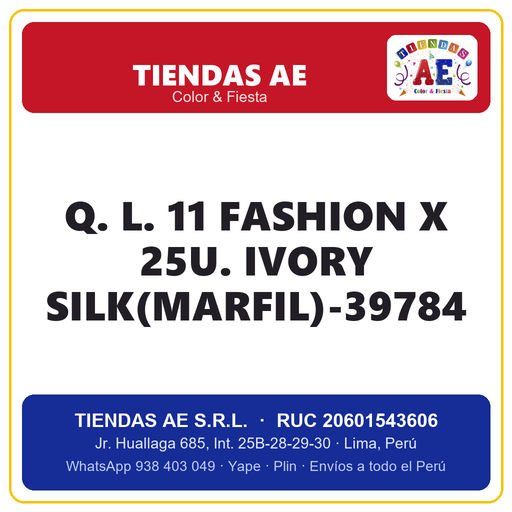 [Q.-SI-002482] Q. L. 11  FASHION X 25U. IVORY SILK(MARFIL)-39784