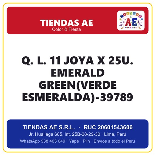 [Q.-SI-002494] Q. L. 11  JOYA X 25U. EMERALD GREEN(VERDE ESMERALDA)-39789