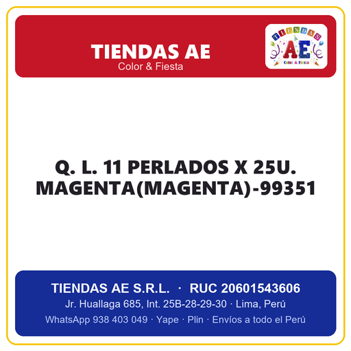 [Q.-SI-002501] Q. L. 11  PERLADOS X 25U. MAGENTA(MAGENTA)-99351