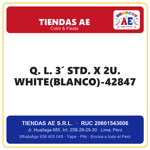 [Q.-SI-002534] Q. L. 3´ STD. X 2U. WHITE(BLANCO)-42847