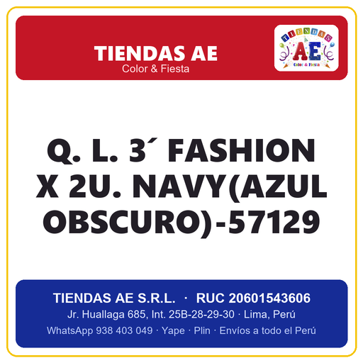[Q.-SI-002540] Q. L. 3´ FASHION X 2U. NAVY(AZUL OBSCURO)-57129
