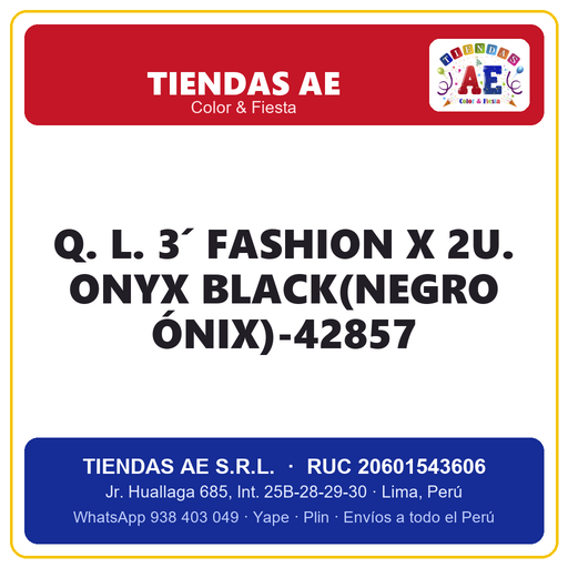 [Q.-SI-002541] Q. L. 3´ FASHION X 2U. ONYX BLACK(NEGRO ÓNIX)-42857