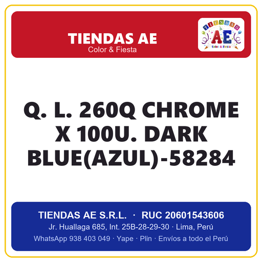 [Q.-SI-002554] Q. L. 260Q CHROME X 100U. DARK BLUE(AZUL)-58284