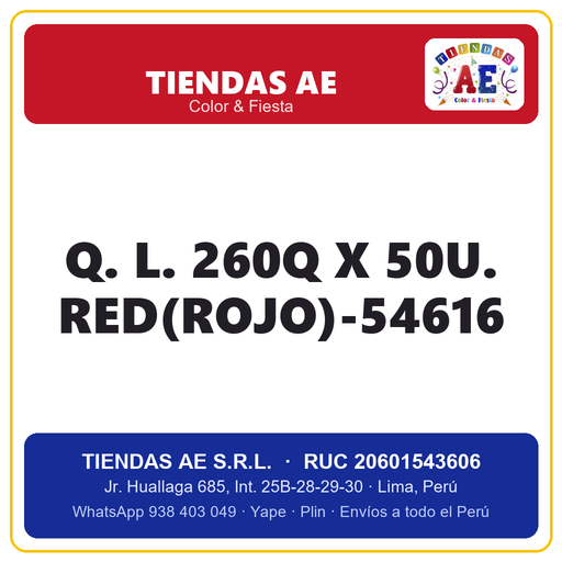 [Q.-SI-002570] Q. L. 260Q X 50U. RED(ROJO)-54616