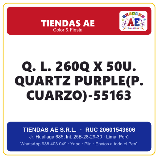 [Q.-SI-002578] Q. L. 260Q X 50U. QUARTZ PURPLE(P. CUARZO)-55163