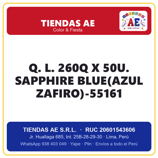 [Q.-SI-002582] Q. L. 260Q X 50U. SAPPHIRE BLUE(AZUL ZAFIRO)-55161