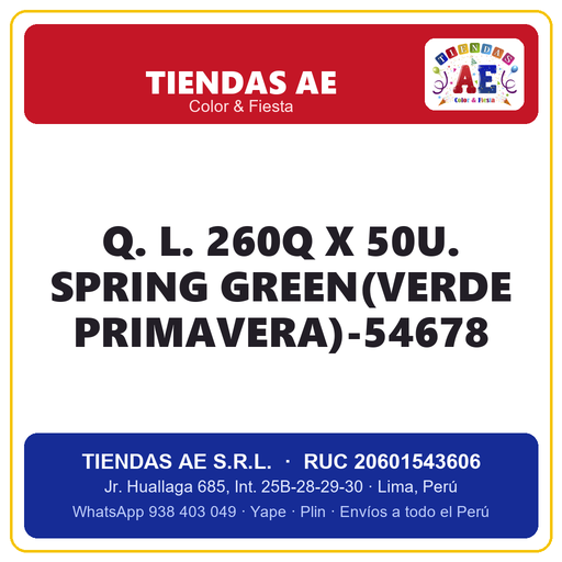 [Q.-SI-002587] Q. L. 260Q X 50U. SPRING GREEN(VERDE PRIMAVERA)-54678