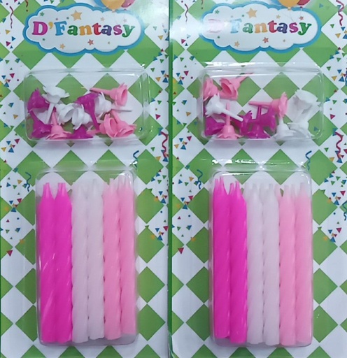 [VPRB] VELA PALITO ROSADO Y BLANCO X12 FANTASY